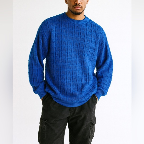 VINTAGE Claiborne Cotton Basketweave Sweater L - Picture 1 of 7